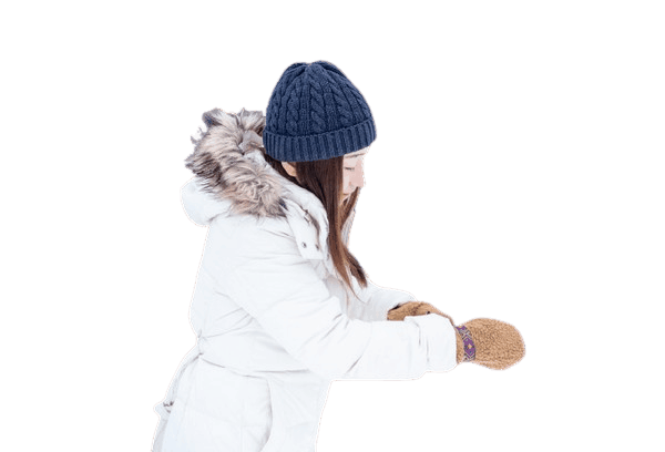 冬の手袋をする女性の画像イメージ