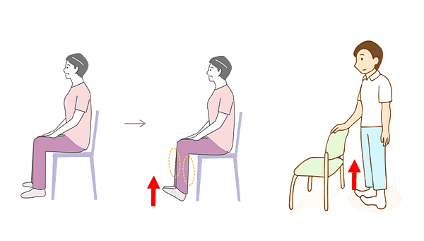 つま先上げ(椅子に座る、もしくは椅子の背に手をかけて行う)の画像イメージ